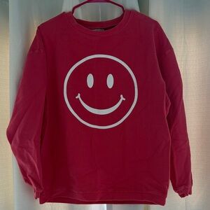 KATYDID Dark Pink Smiley Face Sweatshirt